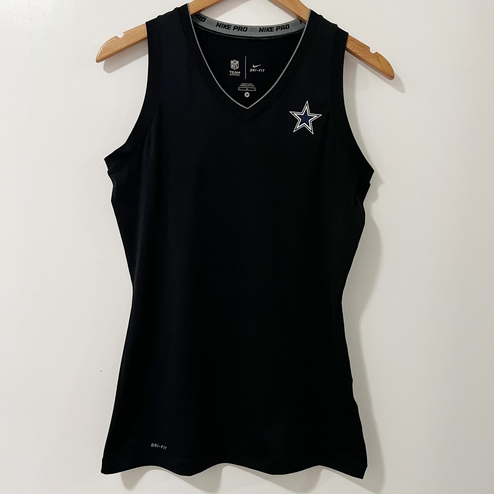 Nike‎ Pro NFL Dallas Cowboys Dri-FIT Tank Top Womens Medium Black Sleeveless